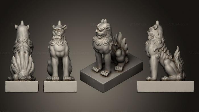 Статуэтки львы тигры сфинксы (Два Комайну 3, STKL_0261) 3D модель для ЧПУ станка